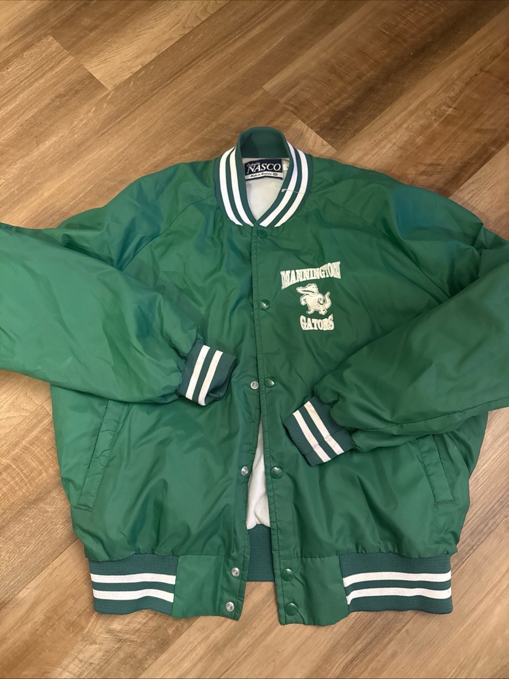 Vintage Green Mannington Gators Varsity Bomber Jacket